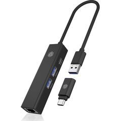 HUB USB Icy Box Hub IB-HUB1439-LAN 4w1 HUB, 1x USB-C, 2xUSB-A, 1x LAN
