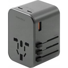 Ładowarka Energea ENERGEA ład. siec. 1xUSB+2xUSB-C PD-PPS-QC 3.0 65W 1A2C adapter 4w1 US/UA/EU/UK szary/gunmetal Travelworld Adapter GaN65W