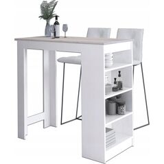 Fabryka Mebli Akord Stolik barowy pod hoker 115 cm - biały blat dąb sonoma