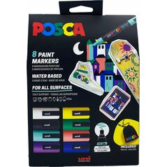 Posca POSCA Pouch sæt str. PC5M 8 ass. Farver + lille POSCA pose