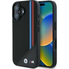 BMW BMHMP16S23PUTRK iPhone 16 6.1" czarny/black hardcase M Meshed Tricolor Stripes MagSafe