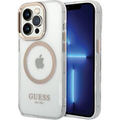 Guess GUHMP15XHTRMD iPhone 15 Pro Max 6.7" złoty/gold hard case Metal Outline Magsafe