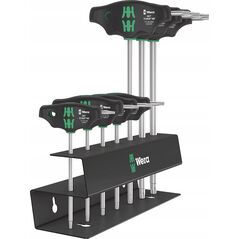 Wera Wera 467/7 TORX HF set 2 T-handle screwdrivers + rack, 7 pieces (black/green, with holding function)