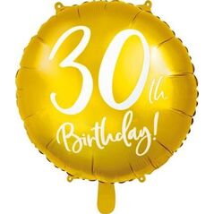Party Deco Balon foliowy 30th Birthday, złoty, 45 cm uniwersalny