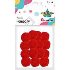 Titanum Pompony poliestrowe 18mm czerwone 15szt