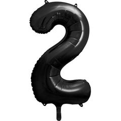 Party Deco BALON FOLIOWY CYFRA 2 CZARNY 86CM
