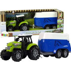 LeanToys Traktor z Przyczepka Dla Konia Dźwięk Zielony Farma