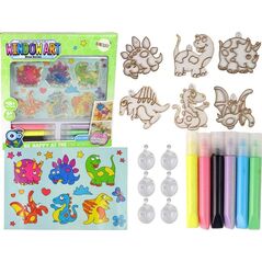 LeanToys Zestaw Kreatywny Witraże Okno Zastygająca Farba Dinozaury 3D
