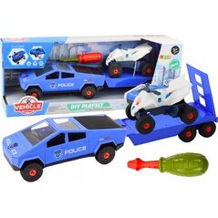 LeanToys Zestaw Nowoczesne Auto z Quadem i Lawetą Do Rozkręcania DIY Niebieski