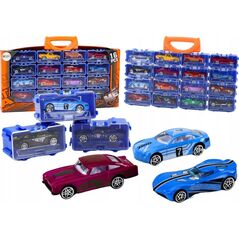 LeanToys Zestaw Autek Resoraków W Walizce Metalowe 16 Sztuk