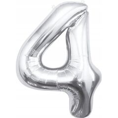 GoDan Balon foliowy B&C cyfra 4 srebrna 85cm
