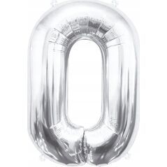 GoDan Balon foliowy B&C cyfra 0 srebrna 85cm