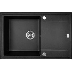 Zlewozmywak Laveo SBE_711T ZLEW MEGALO XL GRANITOWY CZARNY 1 KOM. Z OC. 50X78CM Z SYFONEM // ZL.LA.MEGALO-50X78-CZARNY