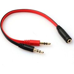Kabel Mozos Jack 3.5mm - Jack 3.5mm x2 0.2m czerwony (ASM-2)