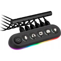 HUB USB Streamplify Streamplify HUB DECK 5, 4x USB 3.0, 1x USB 2.0, RGB, 12V, EU-Netzkabel - schwarz