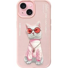 Nimmy iPhone 15 6.1" case pink/pink Glasses Cool Cat