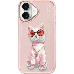 Nimmy iPhone 16 6.1" case pink/pink Glasses Cool Cat