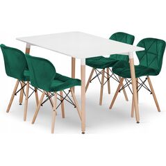 Leobert Zestaw stół prostokątny ADRIA 120x80 biały + 4 krzesła LAGO zielone