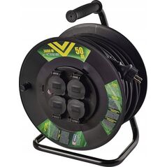 Cable Reel (rubber) - 4 sockets 50m, 1,5mm, SCHUKO