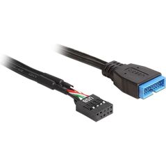 Delock USB 19 pin - USB 9 pin, 0.45m, Czarny (83776)