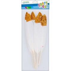 Craft with Fun CF OZDOBA DEK PIORKA 10-15CM 6SZT BIEL/BR 20/600