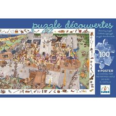 Djeco Puzzle z plakatem - Zamek, 100 elementów (145591)