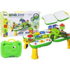 LeanToys Stolik Walizka Zestaw DIY Układanka Klocki Dinozaur Wkrętarka 249 ele.