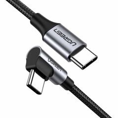 Elbow cable UGREEN USB-C to USB-C QC 3.0 PD 3A 60W 1m (Black) 6957303803736