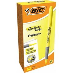 Bic Overstregningspen BIC Highlighter Grip gul med skrå spids - (12 στ.) 13843204 70330312555