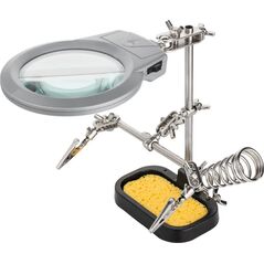 Goobay Zestaw trzecia ręka do lutowania 2 uchwyty + lupa z lampą LED 51226