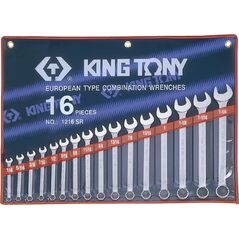 King Tony KING TONY KLUCZE PŁASKO-OCZKOWE CALOWE KOMPLET 16elem. 1/4"-1-1/4", ETUI KT1216SR