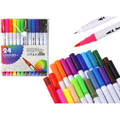 LeanToys Zestaw Pisaków Dwustronnych 24 Sztuki Różnokolorowe W Organizerze