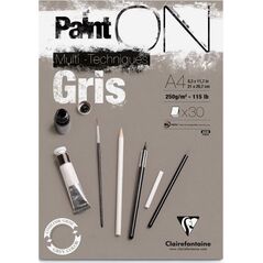 Clairefontaine Clairefontaine blok klejony Paint On Gris, A4, 30 ark. 250g uniw