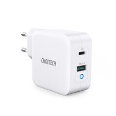 Choetech PD8002 GaN Wall Charger USB-C PD USB-A QC 3.0 65W 3,25A white