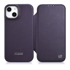 iCarer CE Premium Leather Folio MagSafe Apple iPhone 14 Plus / 15 Plus dark purple