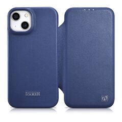 iCarer CE Premium Leather Folio MagSafe Apple iPhone 14 Plus / 15 Plus blue