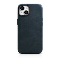 iCarer Oil Wax Premium Leather MagSafe Apple iPhone 14 Plus / 15 Plus dark blue