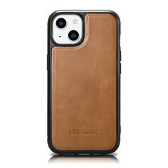 iCarer Leather Oil Wax MagSafe Apple iPhone 14 Plus / 15 Plus light brown