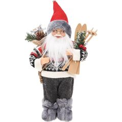 MIKOŁAJ ŚWIĄTECZNY DEKORACYJNY STOJĄCY DELUXE 30CM GREY