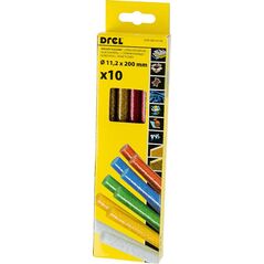 Wkłady klejowe Drel 11 mm x 200 mm zestaw kolorów 10 szt. CON-GKS-61120