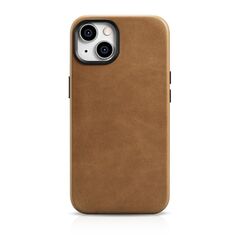 iCarer Oil Wax Premium Leather MagSafe Apple iPhone 14 light brown