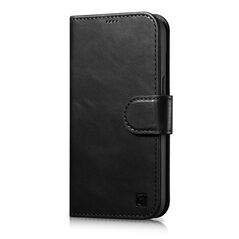 iCarer Oil Wax Wallet Anti-RFID 2in1 Apple iPhone 14 black