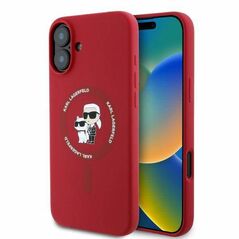 Original Case IPHONE 16 Karl Lagerfeld Hardcase Silicone Karl&Choupette Ring MagSafe (KLHMP16SSCMKCRHR) red 3666339318680