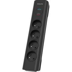 Listwa zasilająca Philips SPN przeciwprzepięciowa 4 gniazda 2 m czarna (Phil-SPN7040BA/60)