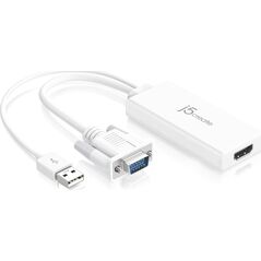 Adapter USB j5create j5create JDA214 adapter kablowy 0,176 m VGA, USB A HDMI Biały
