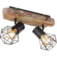 Lampa sufitowa Globo Sufitowa lampa rustykalna Priska 54017W-2 drewno czarna