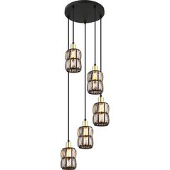 Lampa wisząca Globo Wisząca lampa Wolli 15761-5B crystal czarna przydymiona