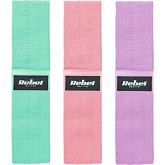 Rebel Zestaw gum do ćwiczeń materiałowy - Mini Band M, 27-55 kg, 3 gumy materiałowe, REBEL ACTIVE