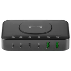 4smarts 7-in-1 charging station 100W with wireless charging black-grey