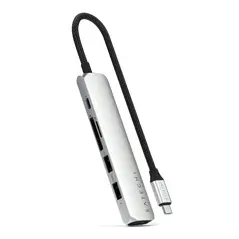 Satechi 6-in-1 HUB USB-C Slim Multiport Adapter USB-C / 2xUSB-A, USB-C, 4K HDMI, card reader silver